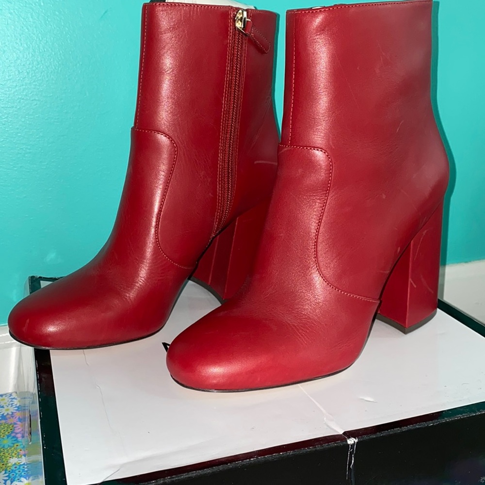 Red Nine West Heeled Boots